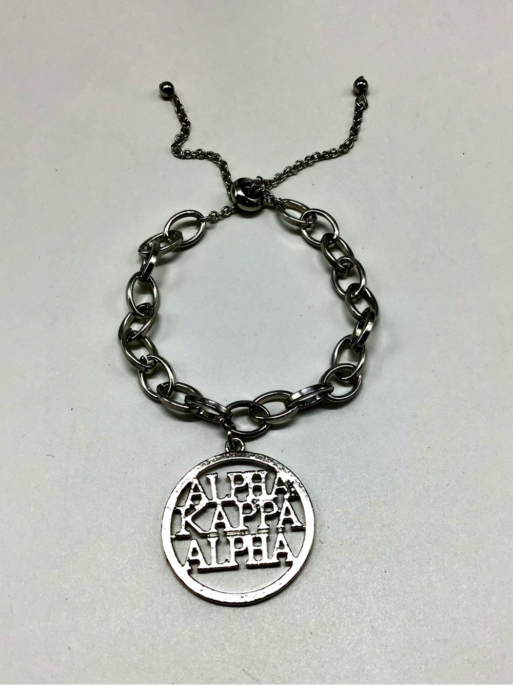 Alpha Kappa Alpha Silver-Tone Chain Charm Bracelet